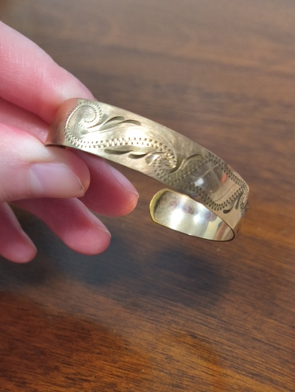 Children's Gold-Plated Engraved Cuff Bracelet | Early 1990s